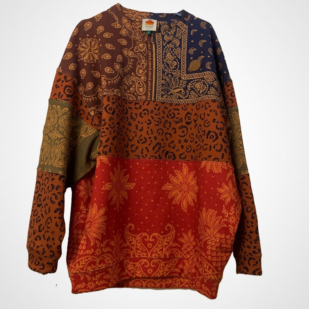 Multicolor Bandana Patterned Sweatshirt women OS